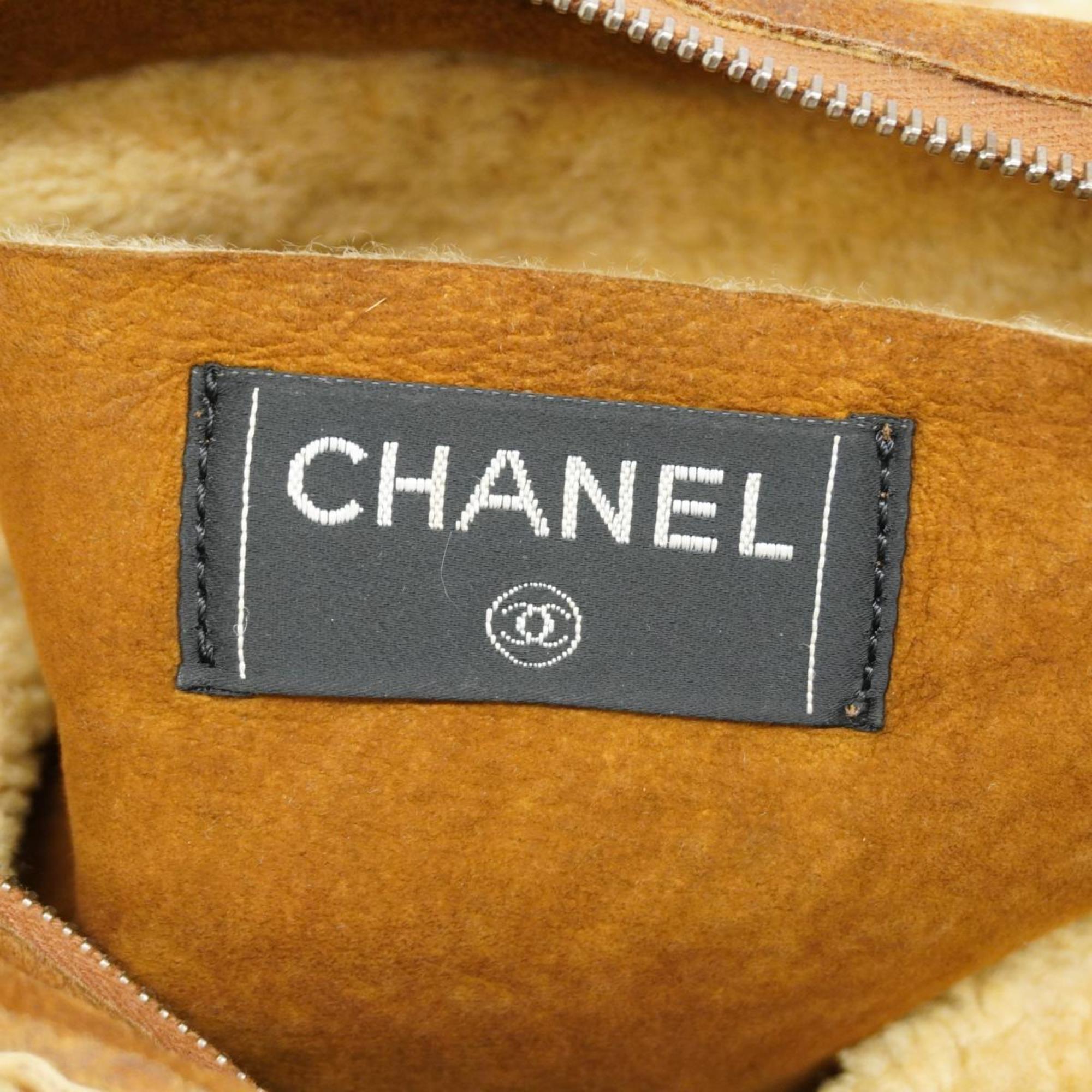 Chanel Shoulder Bag Chocolate Bar Mouton Brown Women's
