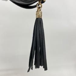 Gucci Shoulder Bag Soho 722319 Leather Black Champagne Women's