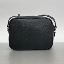 Gucci Shoulder Bag Soho 722319 Leather Black Champagne Women's