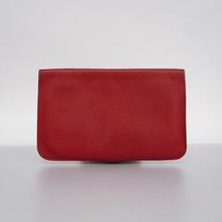 Hermes Long Wallet Dogon GM E Stamp Togo Rouge vif Women's