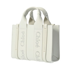 Chloé Chloe Woody Tote White CHC23SP237160 Women's Leather Bag