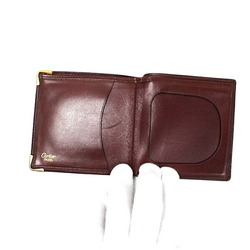 Cartier Must Line Bi-fold Wallet Bordeaux Leather CARTIER Unisex Women Men