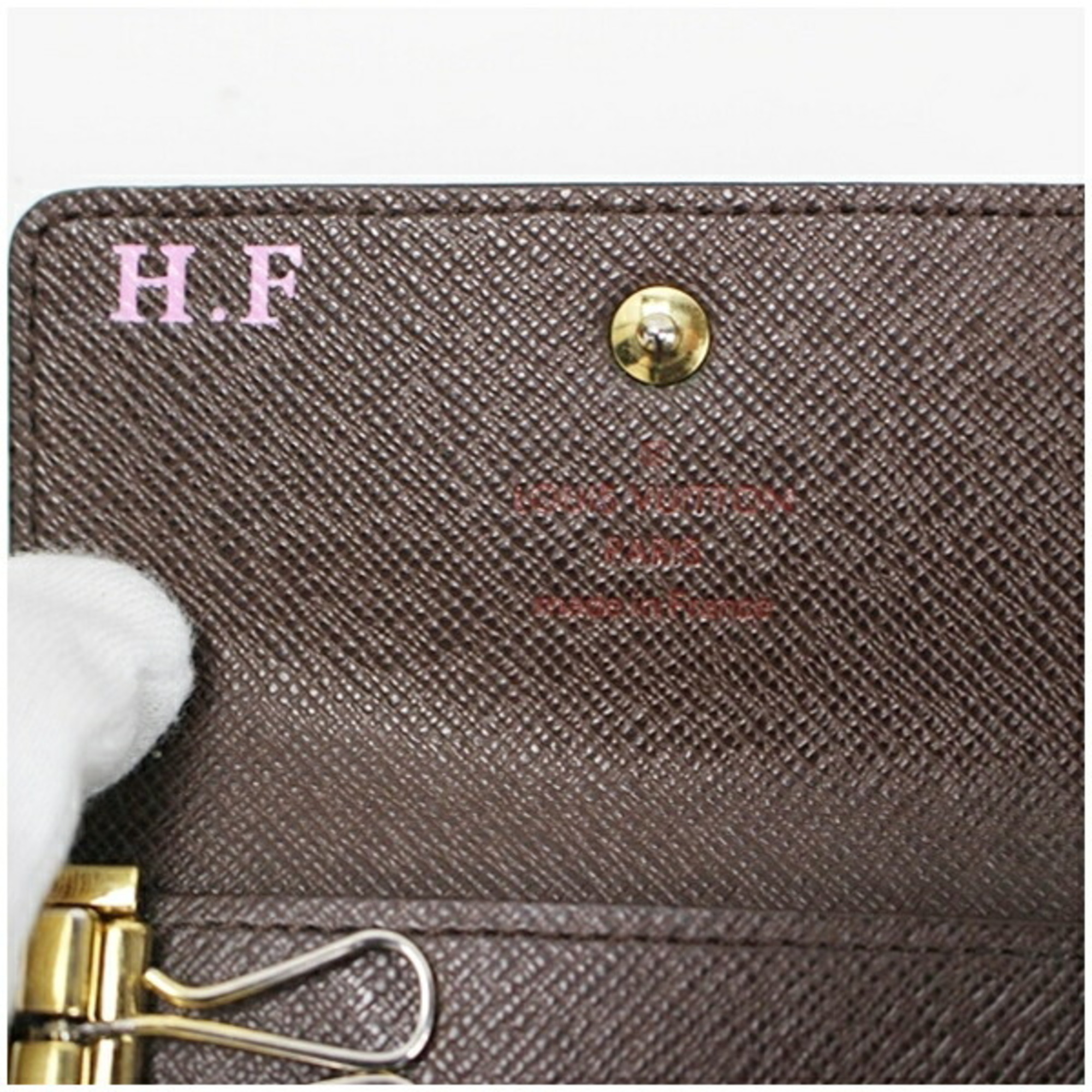 Louis Vuitton Damier Multicle 4 4-ring key case N62631 with initials LOUIS VUITTON Men's Unisex Keys