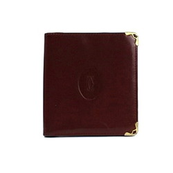 Cartier Must Line Bi-fold Wallet Bordeaux Leather CARTIER Unisex Women Men