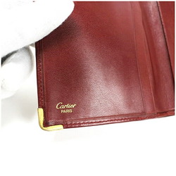 Cartier Must Line Bi-fold Wallet Bordeaux Leather CARTIER Unisex Women Men