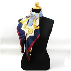 Gucci Silk Scarf Muffler Navy x Multicolor GUCCI Women's