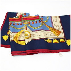 Gucci Silk Scarf Muffler Navy x Multicolor GUCCI Women's