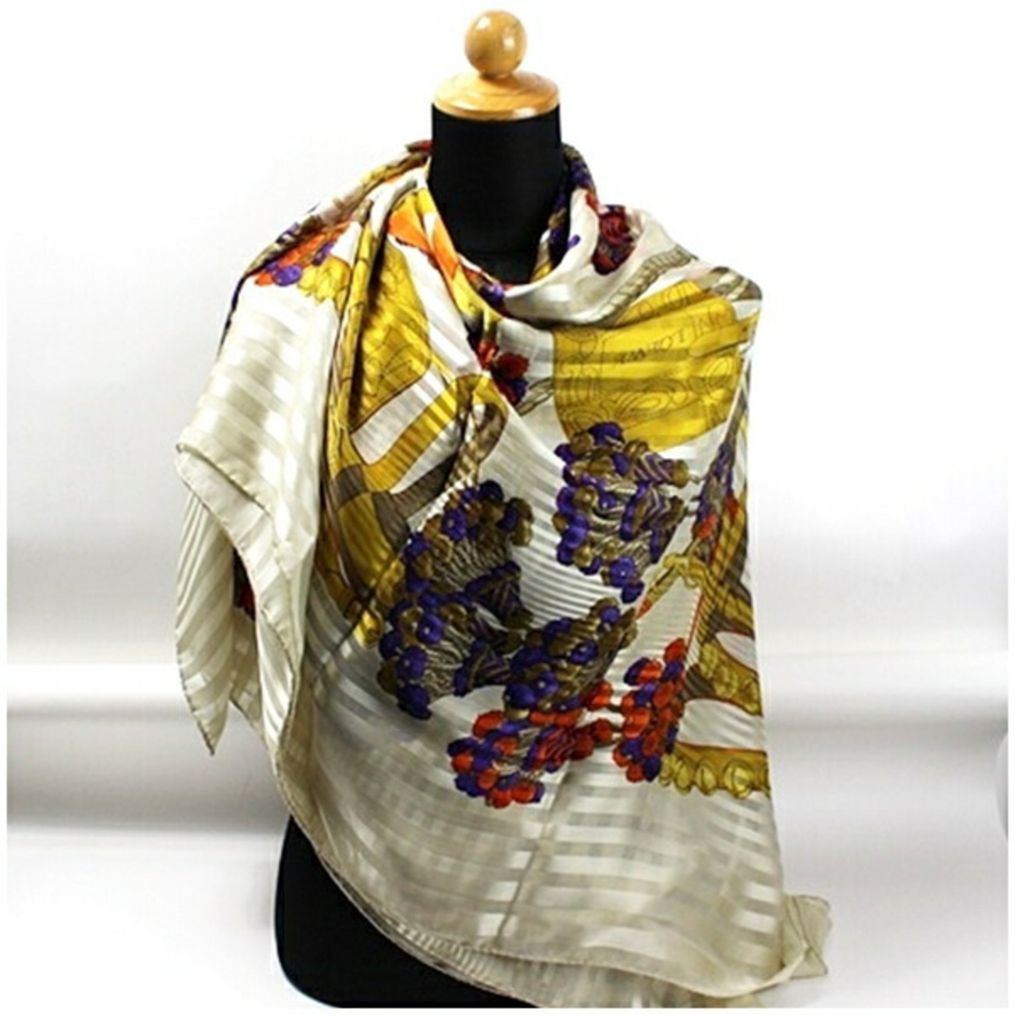 LOEWE Large Silk Scarf Muffler Cream x Multicolor Women's