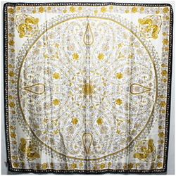 LANVIN Large Silk Scarf Muffler Stole Black x White Women's