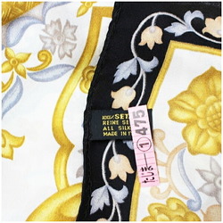 LANVIN Large Silk Scarf Muffler Stole Black x White Women's