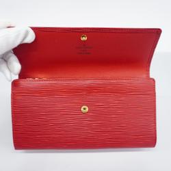 Louis Vuitton Long Wallet Epi Pochette Porto Monnaie Credit M63577 Castilian Red Women's