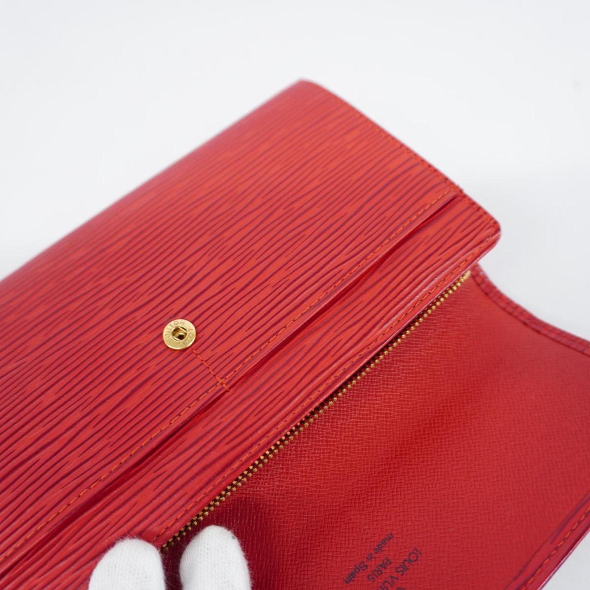 Louis Vuitton Long Wallet Epi Pochette Porto Monnaie Credit M63577 Castilian Red Women's