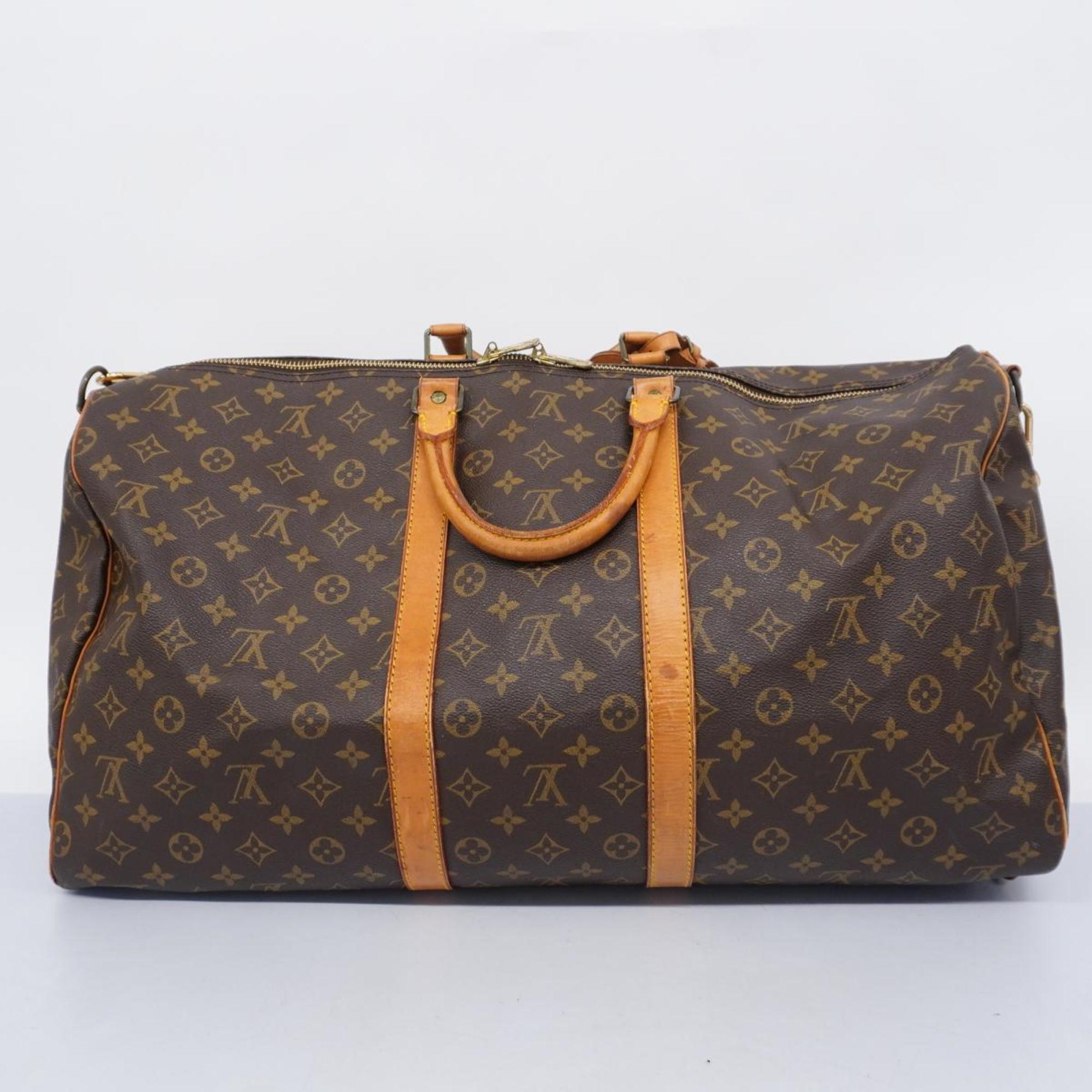 Louis Vuitton Boston Bag Monogram Keepall Bandouliere 55 M41414 Brown Men's Women's