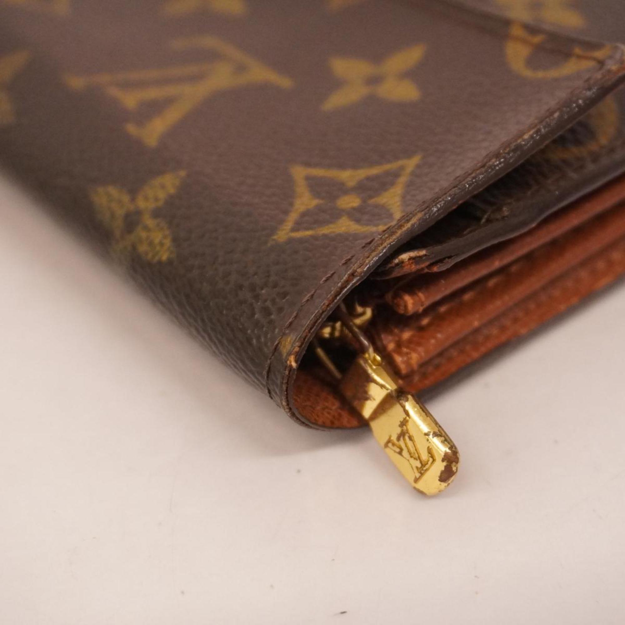 Louis Vuitton Long Wallet Monogram Pochette Porto Monnaie Credit M61726 Brown Ladies