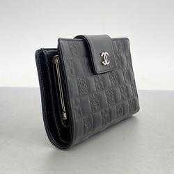 Chanel Long Wallet Icon Lambskin Black Women's