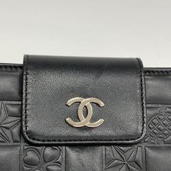 Chanel Long Wallet Icon Lambskin Black Women's