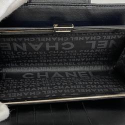 Chanel Long Wallet Icon Lambskin Black Women's