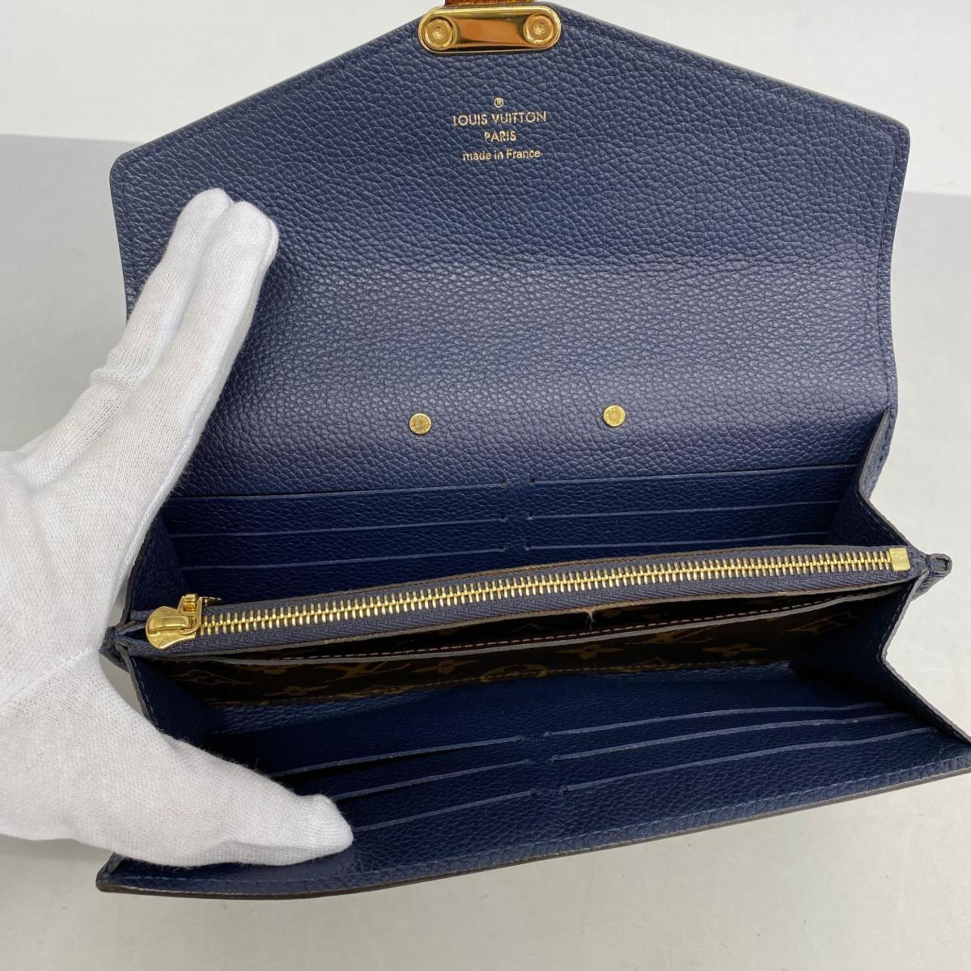 Louis Vuitton Long Wallet Monogram Portefeuille Pallas M64092 Blue Marine Ladies