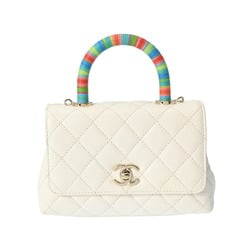 CHANEL Chanel Matelasse XXS White/Rainbow Champagne AS2215 Women's Calfskin Handbag