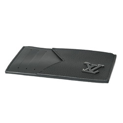 LOUIS VUITTON Aerogram Coin Card Holder Black M82068 Men's Leather Case