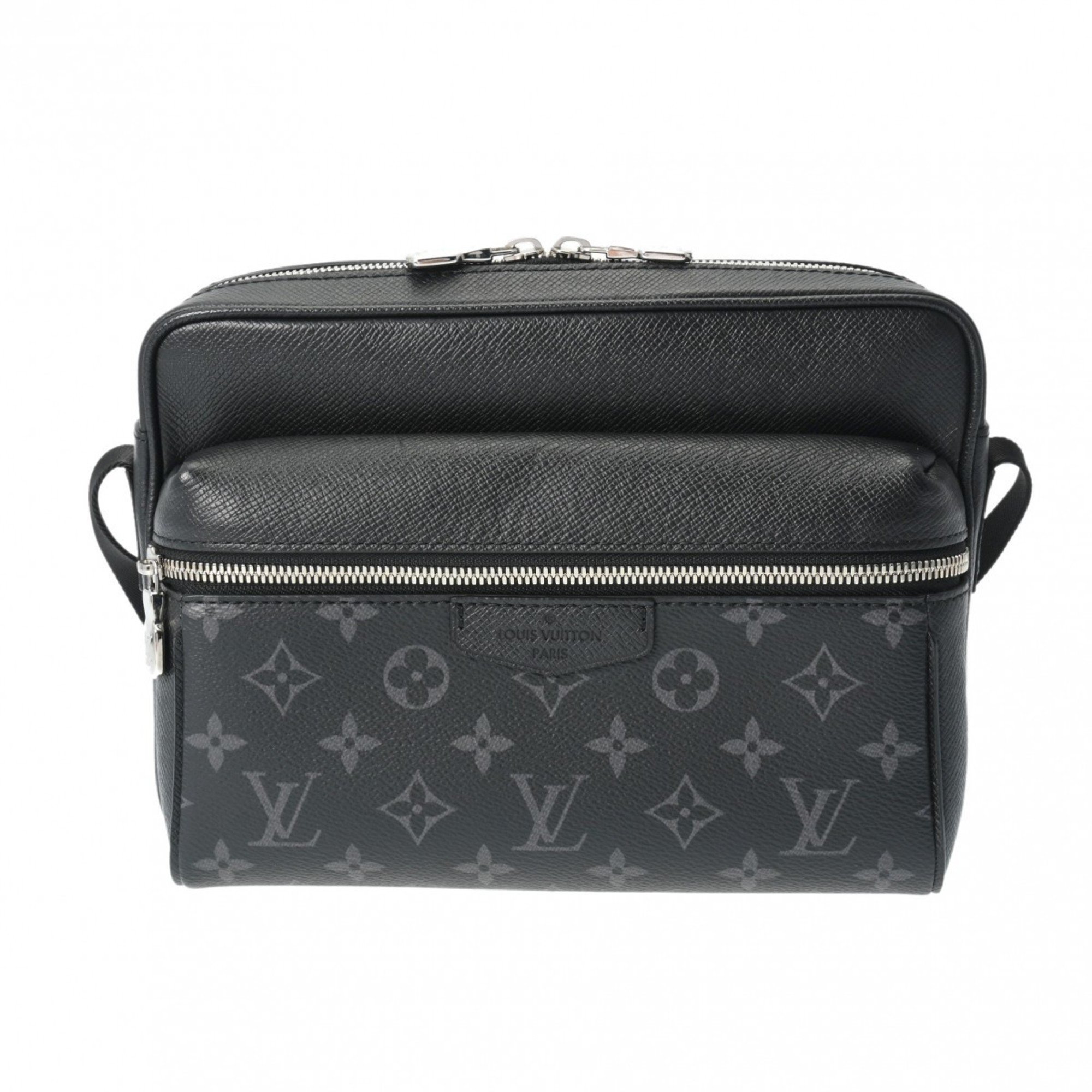 LOUIS VUITTON Louis Vuitton Taiga Taigarama Outdoor Noir M30233 Men's Monogram Canvas Leather Shoulder Bag