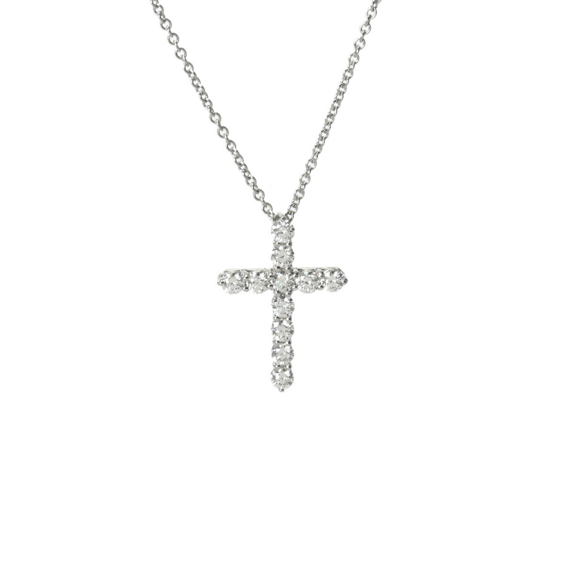 TIFFANY&Co. Tiffany Small Cross Diamond - Women's Pt950 Platinum Necklace