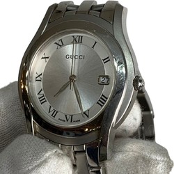 GUCCI 5500M Wristwatch Roman Dial Quartz Analog Date Men's Watch Stainless Silver Kaizuka Store