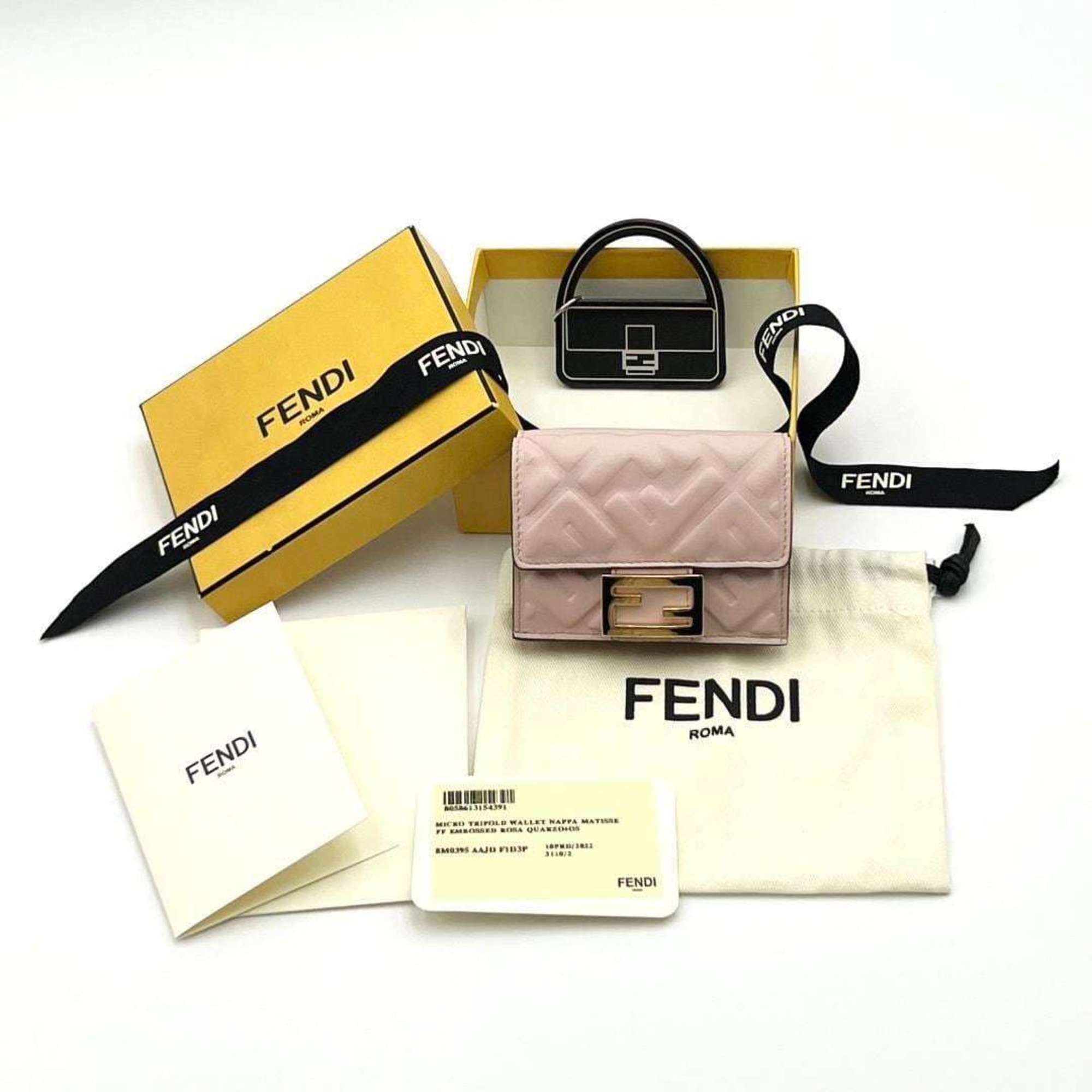 FENDI Women's Wallet, Folding Baguette Micro Compact, Tri-fold