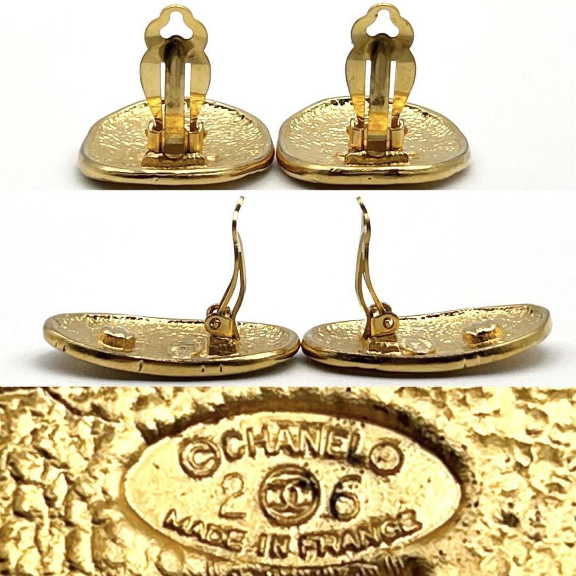 CHANEL Clip Earrings Coco Mark Vintage