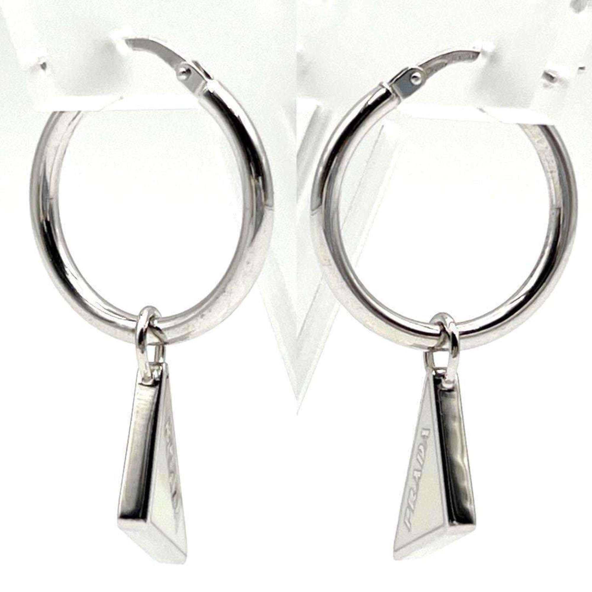 PRADA Women's Symbol Hoop Earrings, Silver