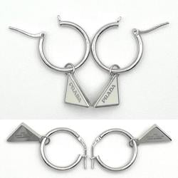 PRADA Women's Symbol Hoop Earrings, Silver