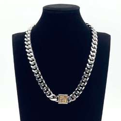 FENDI Men's Chain Necklace Pendant FF Palladium & Gold Color