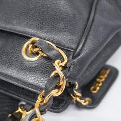 Chanel Shoulder Bag Chain Caviar Skin Black Women's