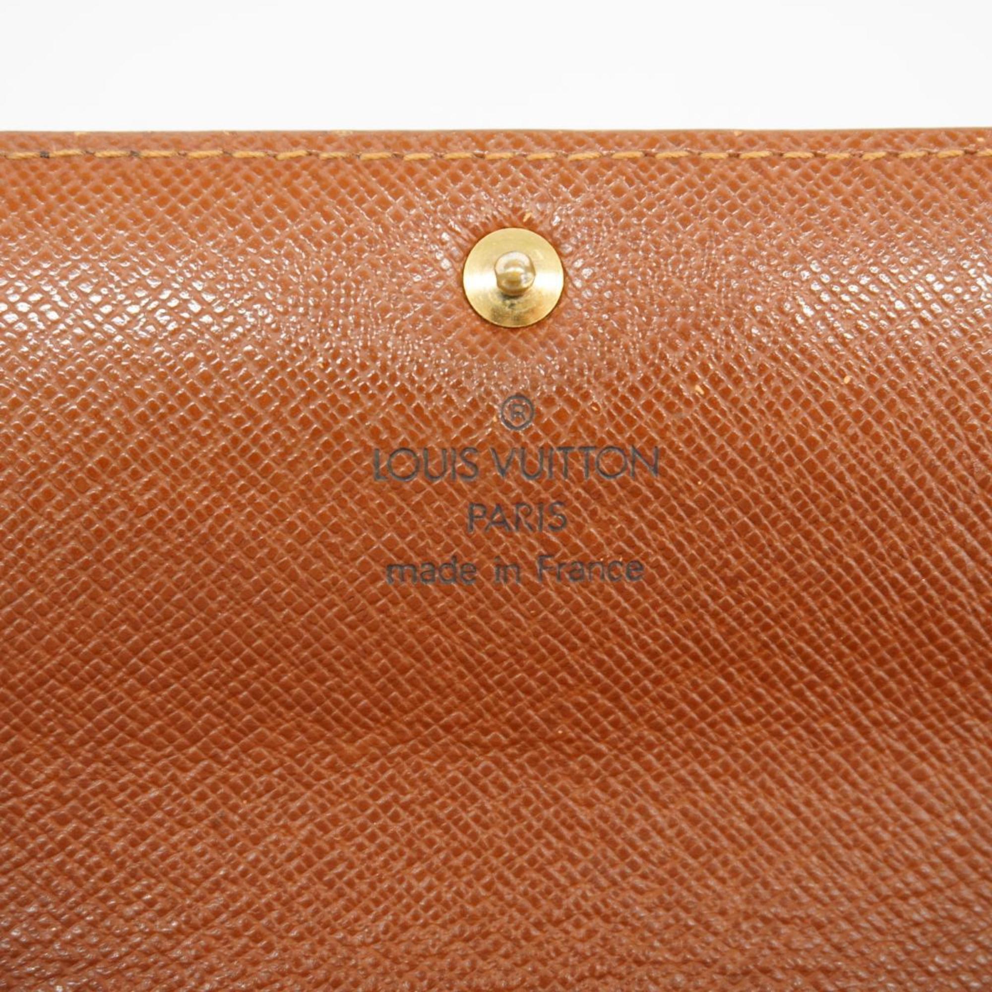 Louis Vuitton Long Wallet Monogram Pochette Porto Monnaie Credit M61725 Brown Ladies
