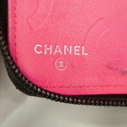 Chanel Long Wallet Cambon Lambskin Patent Leather Black Women's