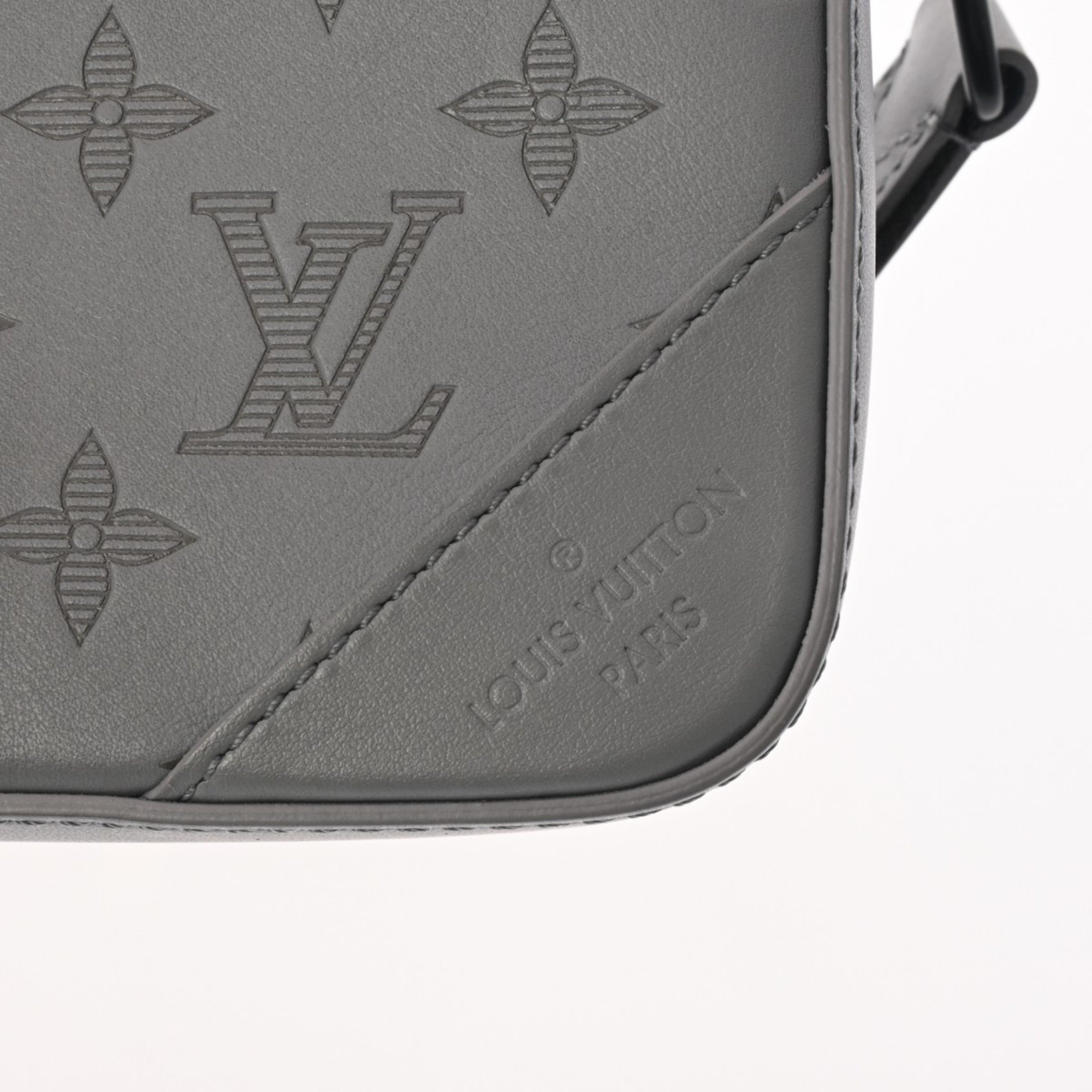 LOUIS VUITTON Monogram Shadow Duo Grey M46104 Men's Leather Shoulder Bag