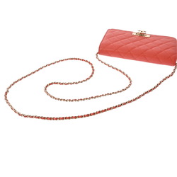 CHANEL Chanel Matelasse Coco Rock Chain Wallet Orange A80766 Women's Caviar Skin Shoulder Bag