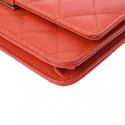 CHANEL Chanel Matelasse Coco Rock Chain Wallet Orange A80766 Women's Caviar Skin Shoulder Bag