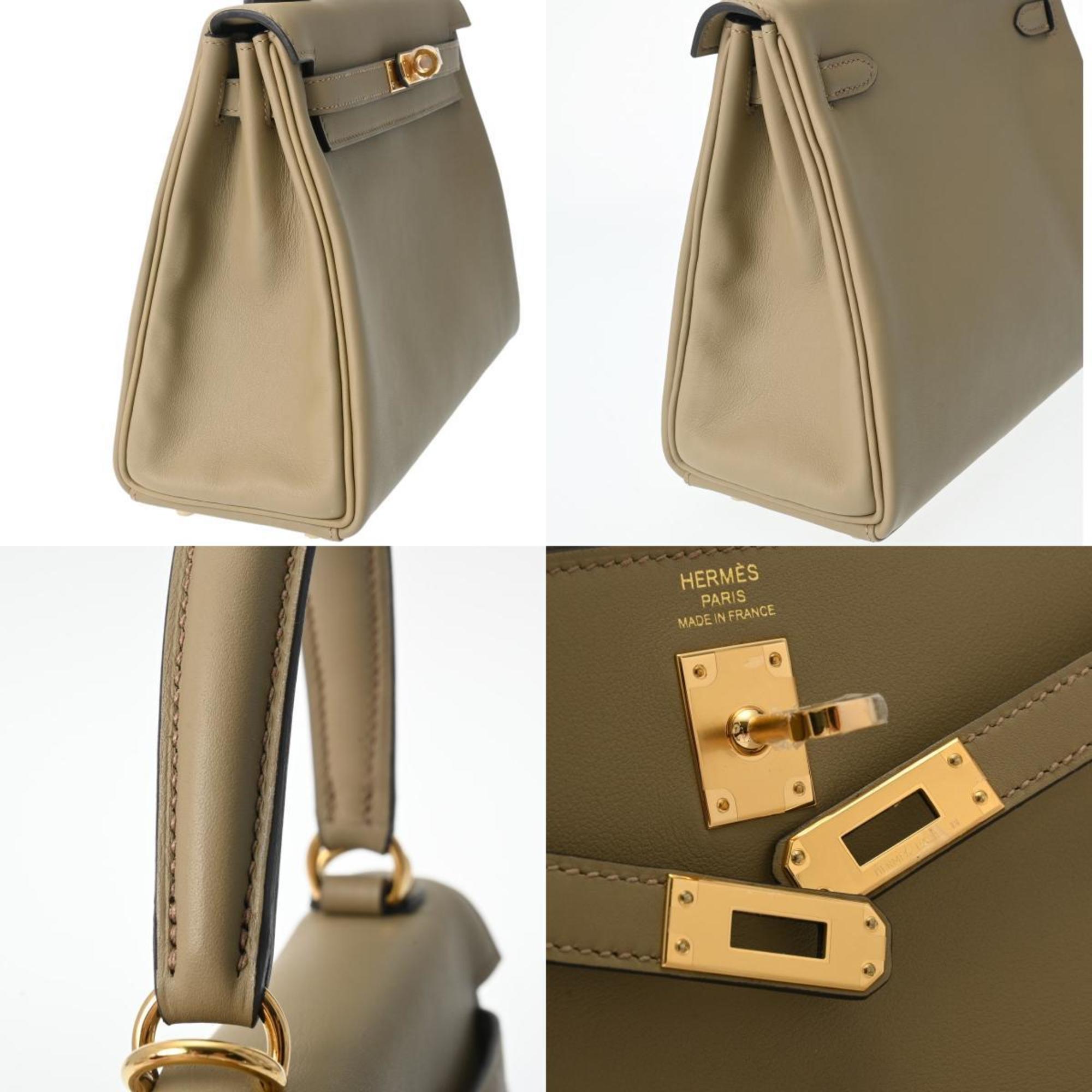 HERMES Kelly 25 Inner Stitching Beige Marfa - W Stamp (around 2024) Women's Swift Leather Handbag