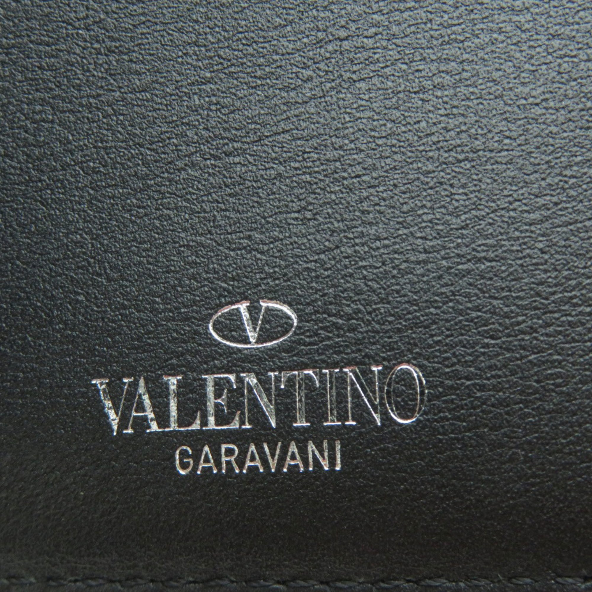Valentino Garavani Embroidered Motif Bi-fold Wallet Nylon Leather Men's