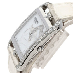 Hermes CC3.730 Cape Cod Chaine d'Ancre Watch Stainless Steel Leather Diamond Women's