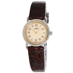 Hermes Clipper watch, stainless steel, leather, ladies