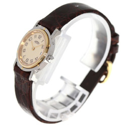 Hermes Clipper watch, stainless steel, leather, ladies