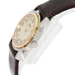 Hermes Clipper watch, stainless steel, leather, ladies