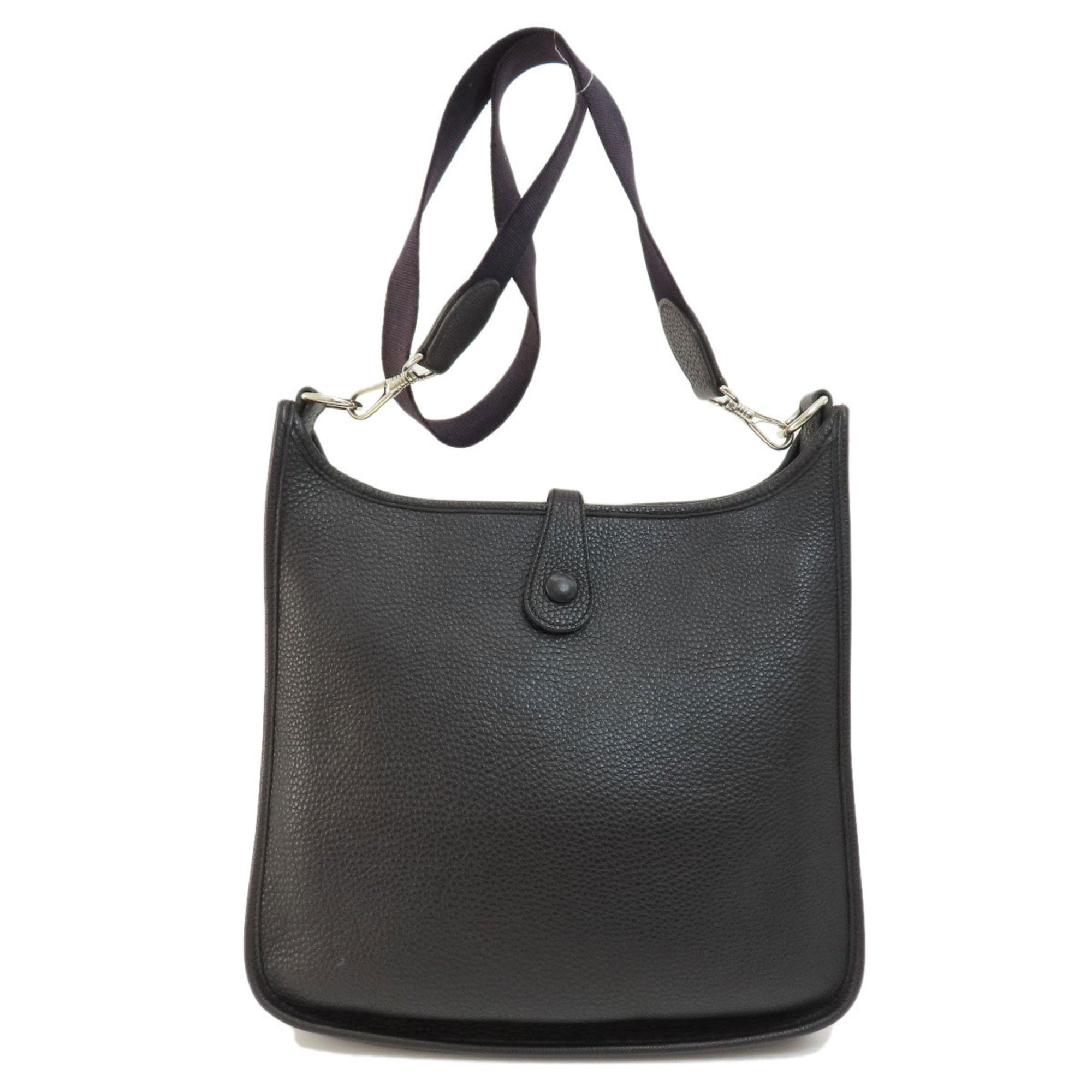 Hermes Evelyn PM Black Shoulder Bag Taurillon Women's