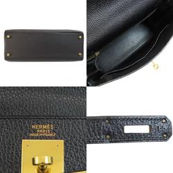 Hermes Kelly 32 Inner Stitching Black Handbag Ardennes Women's