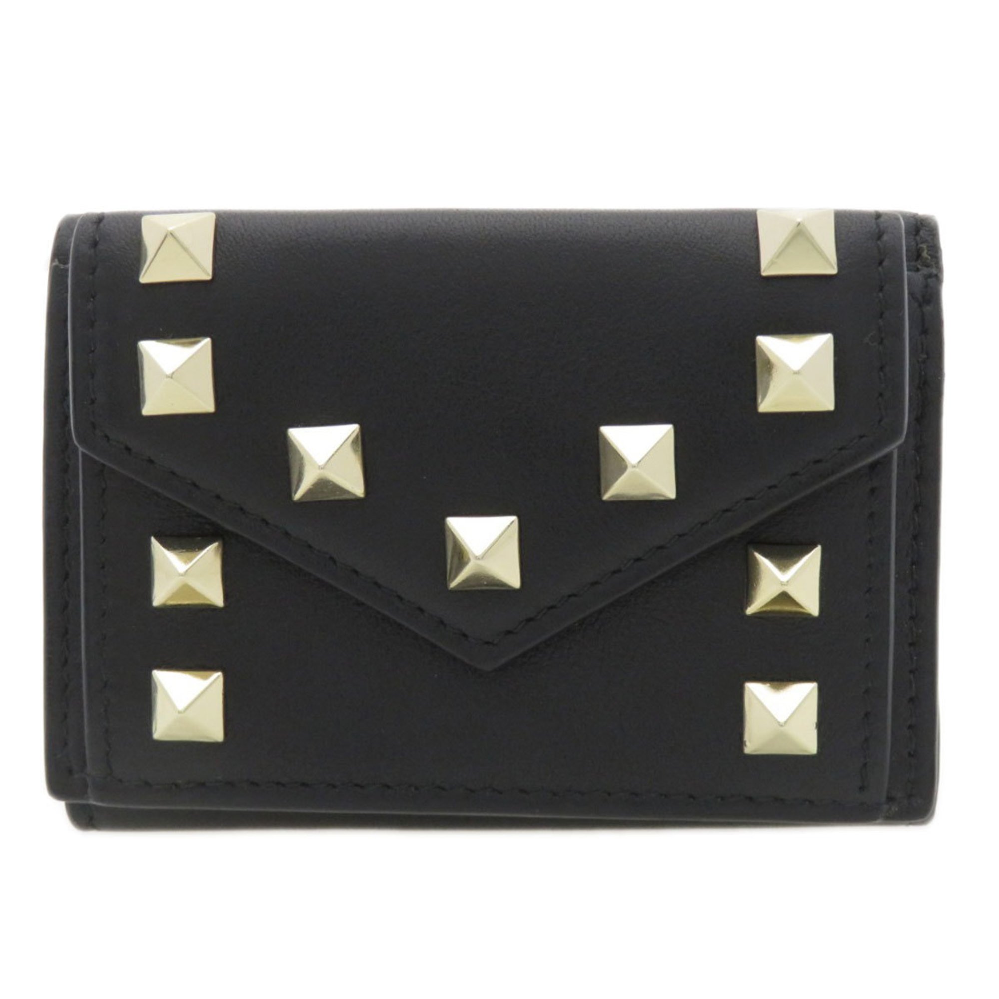 Valentino Garavani Stud Motif Bi-fold Wallet Calfskin Women's