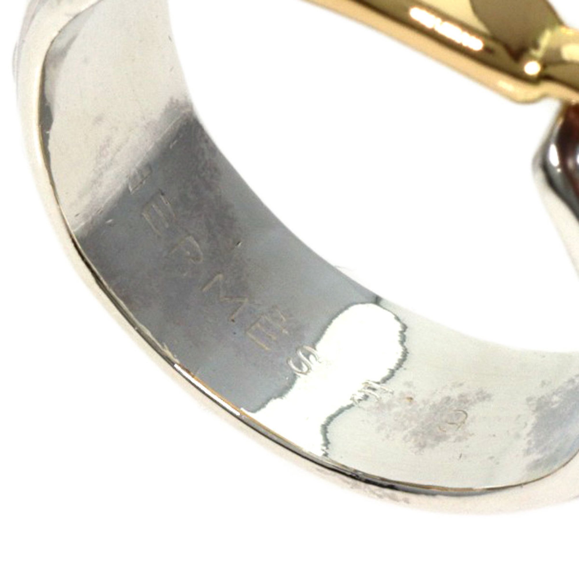 Hermes Horsebit #51 Ring, Silver, K18YG, Women's