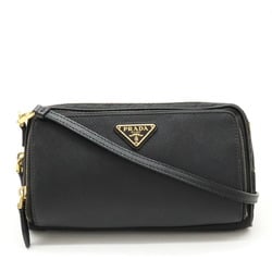 PRADA Prada Shoulder Wallet Bag Clutch Nylon Leather NERO Black 1DH058