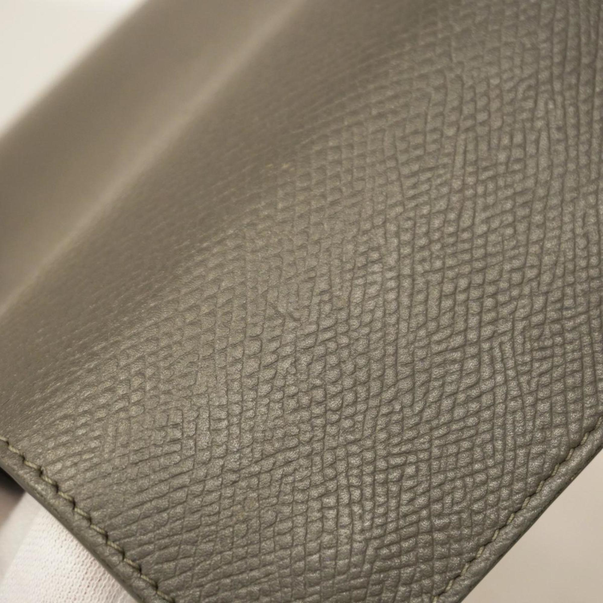 Celine Tri-fold Wallet Small Trifold Leather Grey Women's